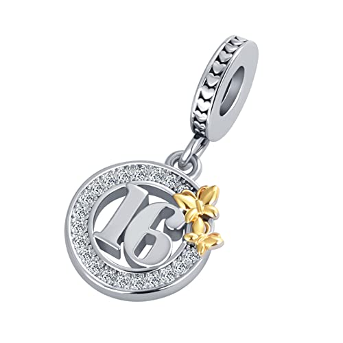 Happy Birthday 16 18 21 40 50 Years of Love Charm Butterfly Bead for European Bracelet2