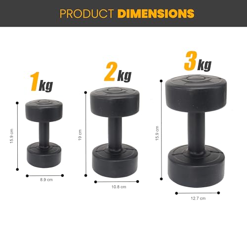 FK Sports Dumbbells Set with Stand Rack - 12Kg (Dumbbell Pair of 1Kg/2Kg/3Kg) - Weights Dumbbells Set for Women & Men - Weight Set - Lightweight & Durable - Weights 12kg Set for Home & Gym Exercise - Image 5