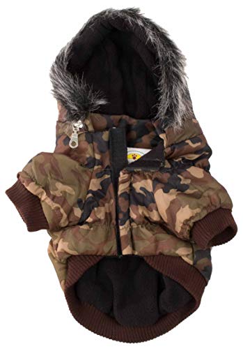Pet Life Parca metálica fashion para cães com capuz removível camuflado metálico (Médio)