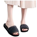 FGUUTYM Pantofole da donna invernali, con punta aperta, in feltro, antiscivolo, per interni, grigio., 37