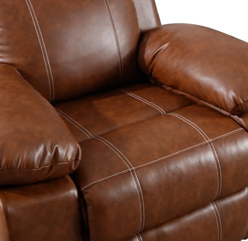 Image of LEZINO Swivel Rocking Manual Recliner Chair for Home, 3 Years Warranty (Rocking Revolving Manual Recliner, Brown) | Recliner Sofa with Rocking Revolving 360| Textured Brown German Premium Upholstery