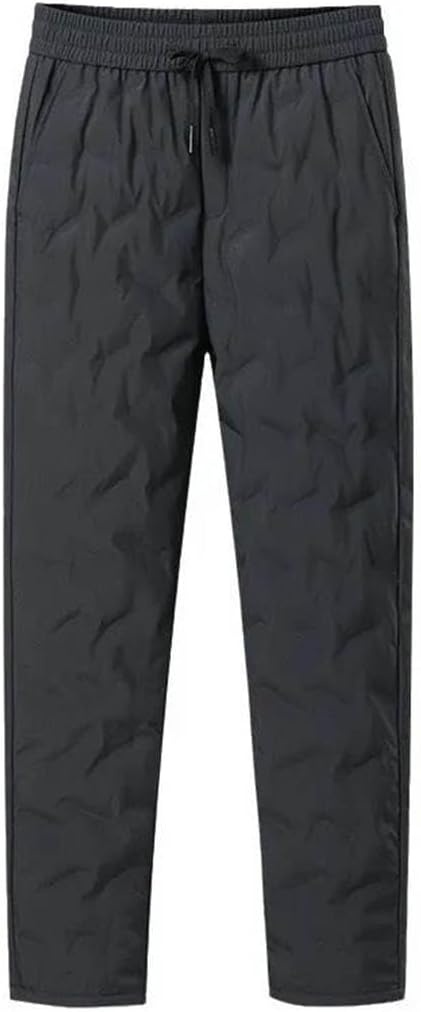 Men's Winter Duck Down Pants Winter Thermal Warm Trousers Elastic Waist Thickened