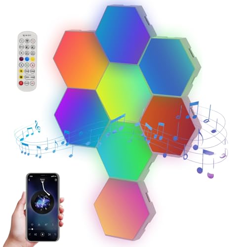 Bezavea Hexagon Lights Gaming, 8 Pack Hex Wall Light RGB Gaming Panels App-Controlled, Hexagon LED Lights Panels, Night Light Gaming Lights Sync to Music for Room Bar Gaming Setup Bedroom Bezavea Hexagon Lights Gaming, 8 Pack Hex Wall Light RGB Gaming Panels App-Controlled, Hexagon LED Lights Panels, Night Light Gaming Lights Sync to Music for Room Bar Gaming Setup Bedroom