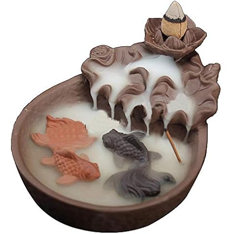 Two Fishes Ceramic Backflow Incense Burner Cover