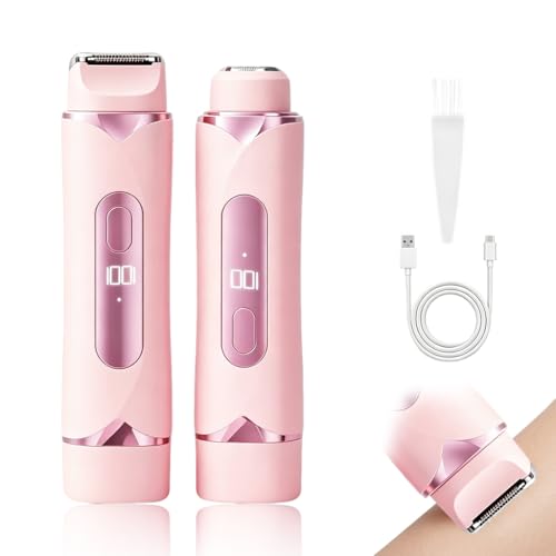 Rasoir Electrique Femme 2 en 1 Tondeuse Femme Intime Étanche IPX7 Épilateur Électrique Sans Fil avec Écran LED pour Visage Aisselles Jambes et Maillot