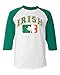 Shop4Ever Vintage Irish Flag Shamrock Baseball Shirt St. Patricks Day Raglan ShirtLarge White/Kelly6785