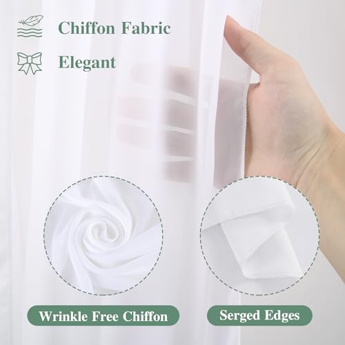 Wedding Arch Draping Fabric, 1 Panel 18FT White Sheer Backdrop Curtain Chiffon Fabric Drapery Voile Scarf Draping Panels for Wedding Archway Ceremony Curtain Valance Party Decoration