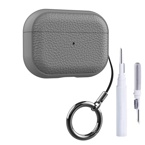 Image of YODI Case Cover for Airpods Pro|Pro 2|Airpods Pro 3|Airpods 4 Pouch, Silicone Cases with Cleaner Kit 360 Drop Protection,Shock-Resistant ((Leather-Grey), Airpods 4)