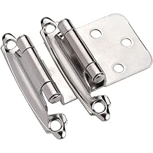 DecoBasics Polished Chrome Cabinet Hinges for Kitchen Cabinets 25 Pair -50 Pcs -1/2" Overlay Variable -Self Closing Kitchen Cabinet Hinges Flush Mount w/Silicon Bumpers & Upgraded Screws