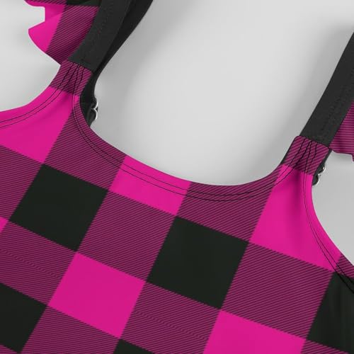Image of Girls One Piece Swimsuit Polka Dots Ruffles Swimwear Bathing Suits 3-12 Years