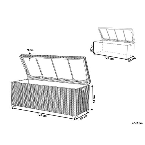 Beliani Praktische Auflagenbox Rattan 290 L 126 x 46 cm braun Modena – Bild 4