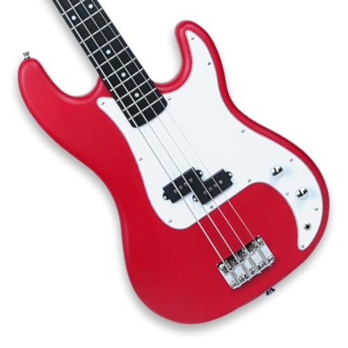 Image of Kadence PBRD Tennessee 46.5 inch Electric Bass Guitar (P-Style) | Solid Poplar Wood Body, Maple Neck | Split-Coil Pickup | Fixed Bridge | Gig Bag + Cable | Matte Red