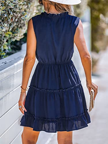 Image of CUPSHE Women's Tie V-Neck Sleeveless Tiered Ruffle Mini Dress