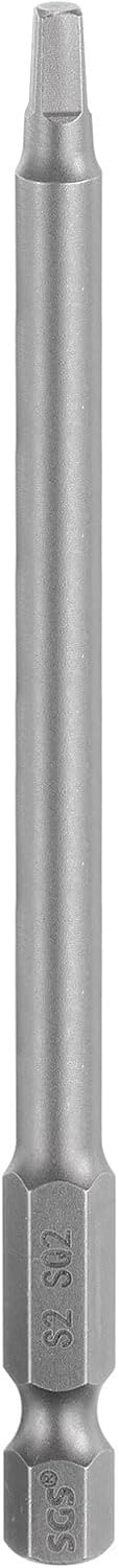 HARFINGTON Square Screwdriver Bit SQ2 1/4" Hex Shank 100mm/4" Length Magnetic 4 Point Hex Bits S2 Steel Industrial Grade Electric Screw Driver Bit 6mm Rod