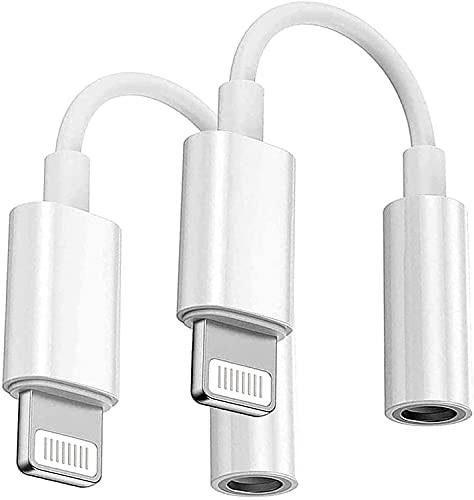 Lightning to 3.5 mm Headphone Jack Adapter Apple MFi Certified,2 Pack Headphone Adapter for iPhone Audio Dongle Cable Earphones Headphones Converter for iPhone 12/12 Pro/11/X/XR/XS/XS Max/8 7 SE iPad