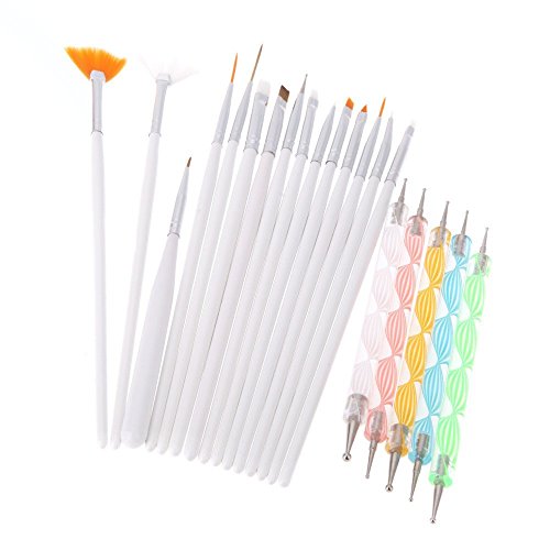Yimart® Pack of 20,Nail Art and Gel Acrylic Drawing Painting Brush Set with Dotting Pen Tools (G)