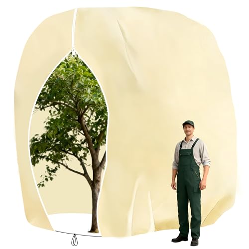 LUKIUP Winterschutz für Pflanzen, 250 x 360 cm Atmungsaktiv 80 g/m² Frostschutz Pflanzen Abdeckung, Wiederverwendbar winterschutz Pflanzen außen eißverschluss mit Kordelzug und Schlossverschluss