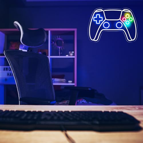 Gamer Neon Sign, Gamepad Shaped LED Neon Sign for Gamer Room Decor, Gaming Neon Sign for Boys Room Decor, Neon Gaming Sign for Gaming Wall Decor, USB Powered Gamer Gifts for Teens, Boys, Kids