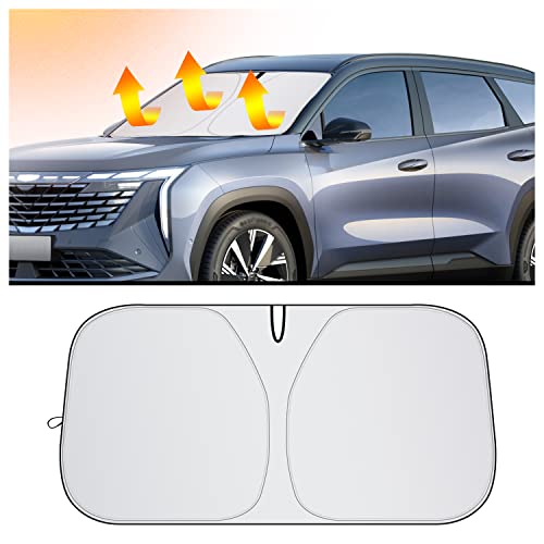 Car Trapezoidal Windshield Sun Shade,Thickened 240T Car Sun Shade For Uv Protection&Thermal Insulation,Universal Windshield Cover Sun Shade Fit Car, Truck, Suv (L(For Suv/Trucks)) #TOP4