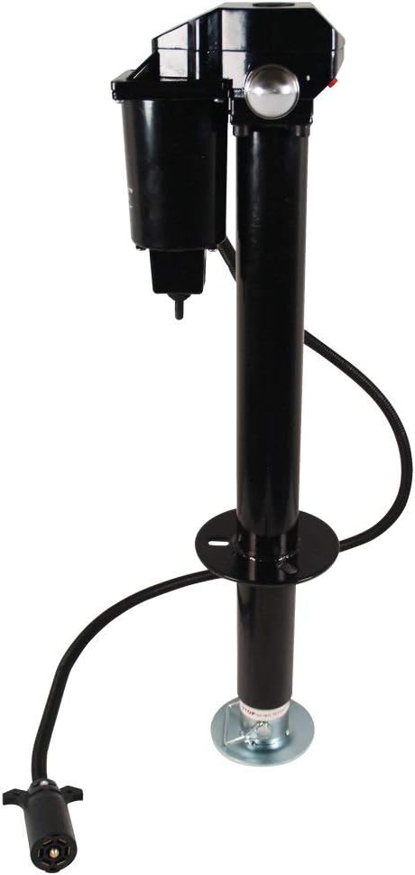 Quick Products JQ-3000-7P Power A-Frame Electric Tongue Jack with 7-Way Plug - 3,250 lbs. Lift Capacity, Black,Silver