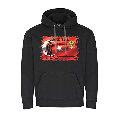 Pull à capuche imprimé guerrier de l'Empire osmanique coton noir S