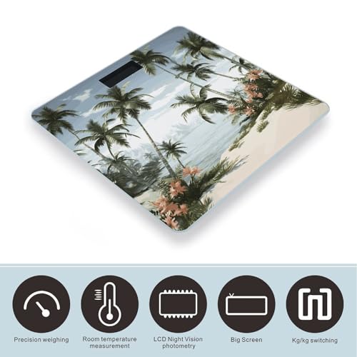 Báscula Digital Tropical Palm Trees de Vidrio Templado miniatura 3