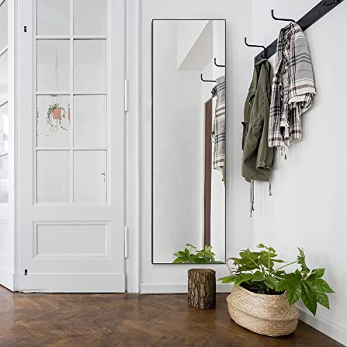 Anyhi Full Length Mirror, Floor Mirror Full Length, Full Size Full Body Mirror Wall Mounted, Gym Workout Mirrors For Wall, Aluminium Frame Black (60" X 18) #TOP3