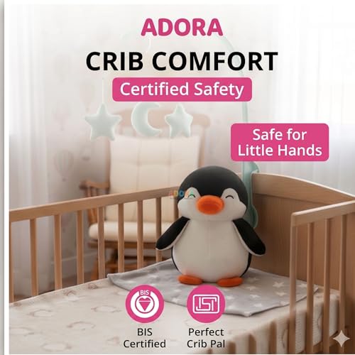 Image of ADORA Penguin Soft Toy for Kids, Cute Plush Stuffed Teddy Ultra Soft Animal Plush Toy for Boys & Girls, Birthday Gift for Babies & Toddlers, Washable Black & White Penguin (17 cm)