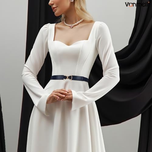 VONMELLI Womens Skinny Elastic Belt Stretchy Bow Belt for Women Dresses Thin Waist Ladies Belts4