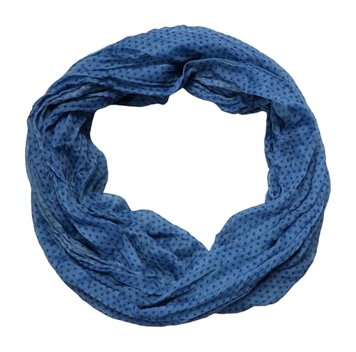beybey® zarter Damen Loop Schal aus einem sehr feinen Material aus Seide und Baumwolle und in exkluisve Farben. (Punkte traumblau)