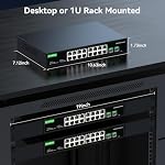 18-Port 2.5GB Switch Unmanaged, Ethernet Switch 2.5 Gigabit, 16 x 2.5G Base-T Ports, 2 x 10G SFP+, Multi-Gigabit 10/100/1000/2500Mbps, Network Switch for Home Office, Plug&Play - Image 5