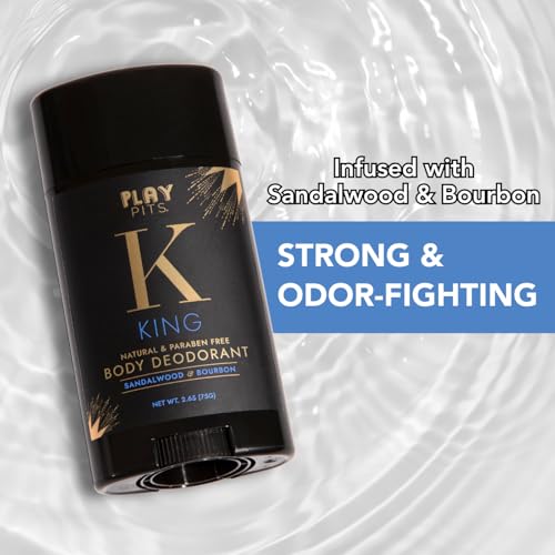 PLAY PITS - 2 Pack - Natural Deodorant - Safe for Men & Women w/Sensitive Skin - Clean, Non-Toxic, & Paraben Free – KING Scent - Infused w/Essential Oils – 2.65 Oz.