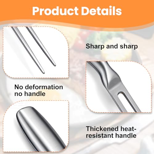 GZqiancang 2 Set Fleischgabel,Edelstahl Grillgabel,Spülmaschinenfestes Edelstahl Grillzange für Grill KüChe Truthahn Braten Abendessen (Silber)