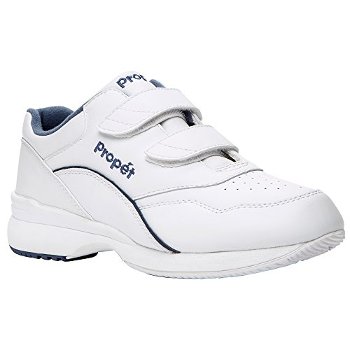 Propét Women's Tour Walker Strap Sneaker, White/Blue, 5 Medium US
