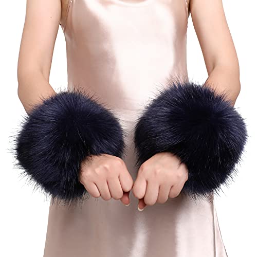Dikoaina Faux Fox Fur Hair Soft Wrist Band Ring Cuff Warmer