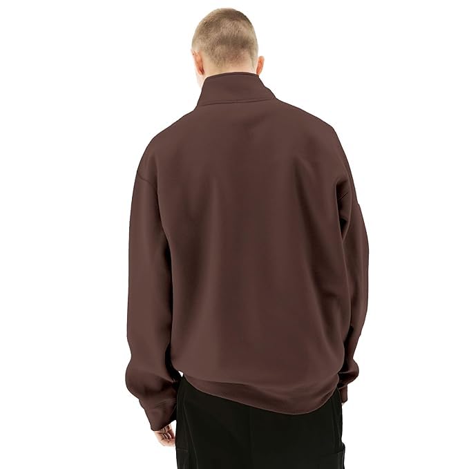 Image of Fleece Half Zip High Neck Loose Fit Sweatshirt for Men's
