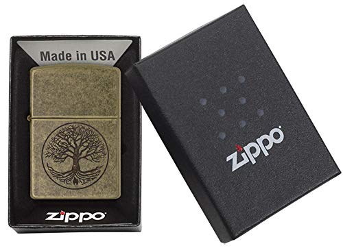 Zippo "Tree Of Life Pocket Lighter, Antique Brass, One Size (29149) #TOP7