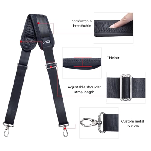 59 Inch Shoulder Straps, Soft with Ultra-Thick Fixed Shoulder Pad, Two Way Independently Adjustable Buckle Replacement Straps for Laptop Bag Messenger Bag Tool Bag Luggage,Black - Image 3