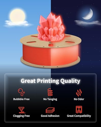 Image of DURAMIC 3D PLA Glow in The Dark Filament Luminous Neatly Wound 1.75mm 1Kg | 3D Printing Filament 1.75mm Dimensional Accuracy + /- 0.02 mm, Fit Most FDM 3D Printers Red to Glow Red