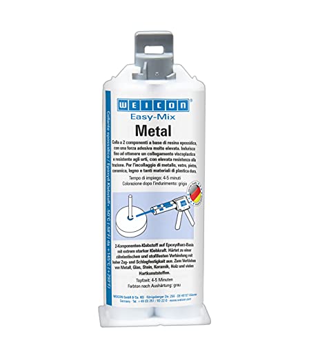 WEICON Easy-Mix Metallo 50 ml Adesivo epossidico per metallo, plastica, legno, vetro