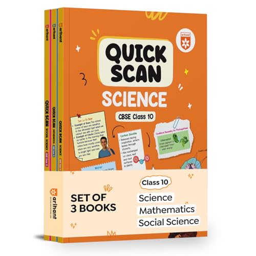 Image of Arihant Quick Scan CBSE Class 10 Combo Social Science, Science & Mathematics | Fast Revision Notes for High Scores | NCERT Theory, Handwritten Notes, ... & Tables, 3D Images | CBSE Syllabus