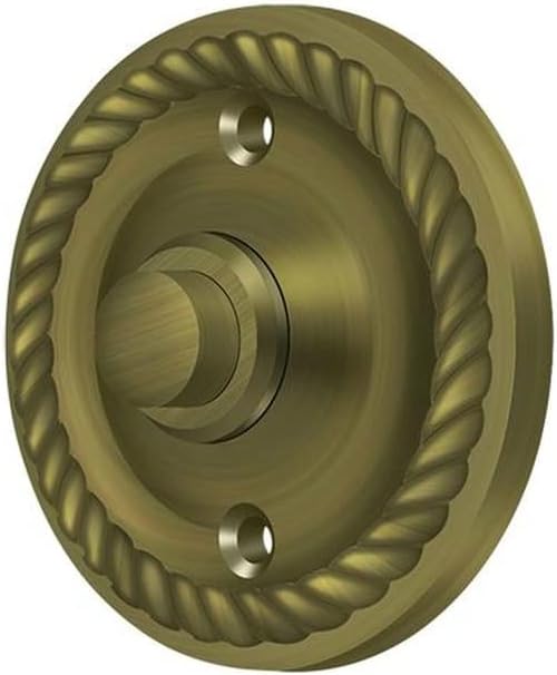 Deltana Bbrr213cr003 Round Rope Door Bell Button, Pvd Polished Brass, 2-1/4"