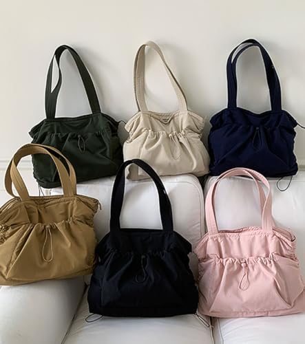 Women's Drawstring Shoulder Tote Bag Lightweight Canvas Shoulder Purse Convertible Crossbody Bag for Commuting Handbag2