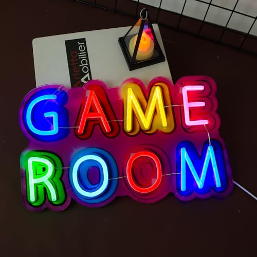 Image of Game Room Neon Sign,Game Neon Lights Wall Decor for Internet Cafe, Gaming Room, Man cave, Bedroom Gift Art for Boys Girls Fans Gamer-15.8 x 9.61 IN-USB Powered-Acrylic
