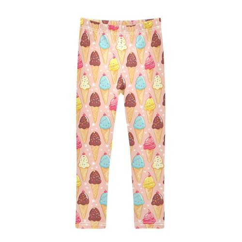 Girls Leggings Cute Ice Cream Star Soft Toddler Leggings for Girls Kids Pants Size 4T-10T