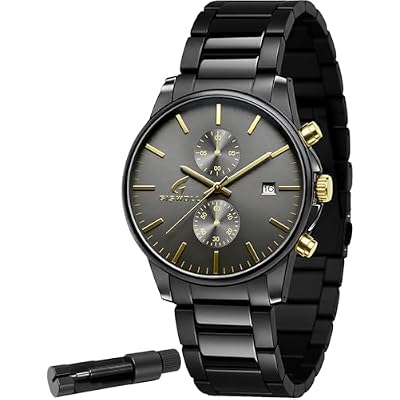 Stylish Stainless Steel Chronograph Watches for Men with a Hefty, Solid-Build Feel Waterproof Quartz Mens Watches with Auto Date & Second Subdials, Refined Gifts for Men, Boyfriend, Husband, Dad