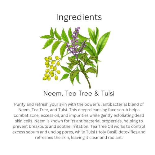 Image of Khadi Neem, Tea Tree & Tulsi Face Scrub 100g | Exfoliating Scrub for Acne, Dead Skin & Oil | Unclogs Pores, Soothes & Refreshes Skin | For Men & Women | All Skin Types