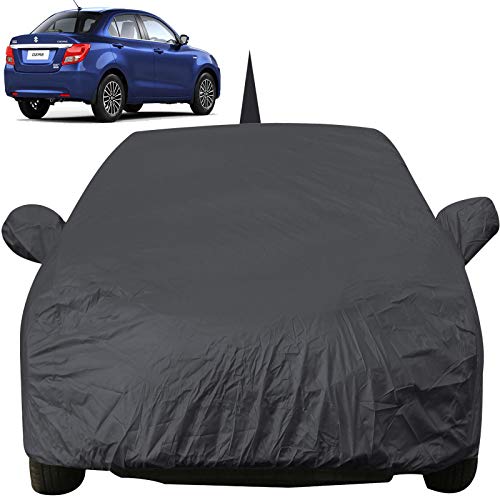 Image of Swift Dzire Dustproof Car Cover with Mirror & Antenna Pockets, Grey Color, Taffeta Polyster,Triple Stitched, Compatible with Maruti Swift Dzire Car Cover (2017 to 2024), Car Accessories