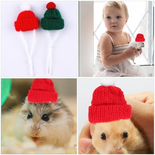 4pcs Small Animal Christmas Hat Adjustable Knitted Pet Cap with Strap — view 8
