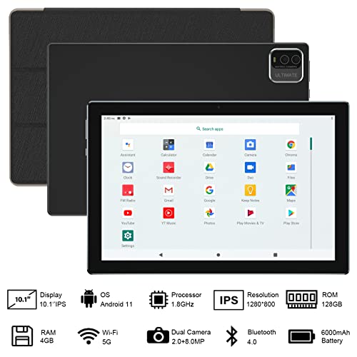 2024 Newest Tablet with Keyboard, 10 Inch 2 in 1 4GB RAM+128GB ROM+1TB Android 11 Tablets PC, 1.8Ghz Quad-Core Tablet, 8MP Dual Camera, 6000mAh Battery Tableta with Case, Mouse, Tempered Film, Stylus - Thumbnail 2